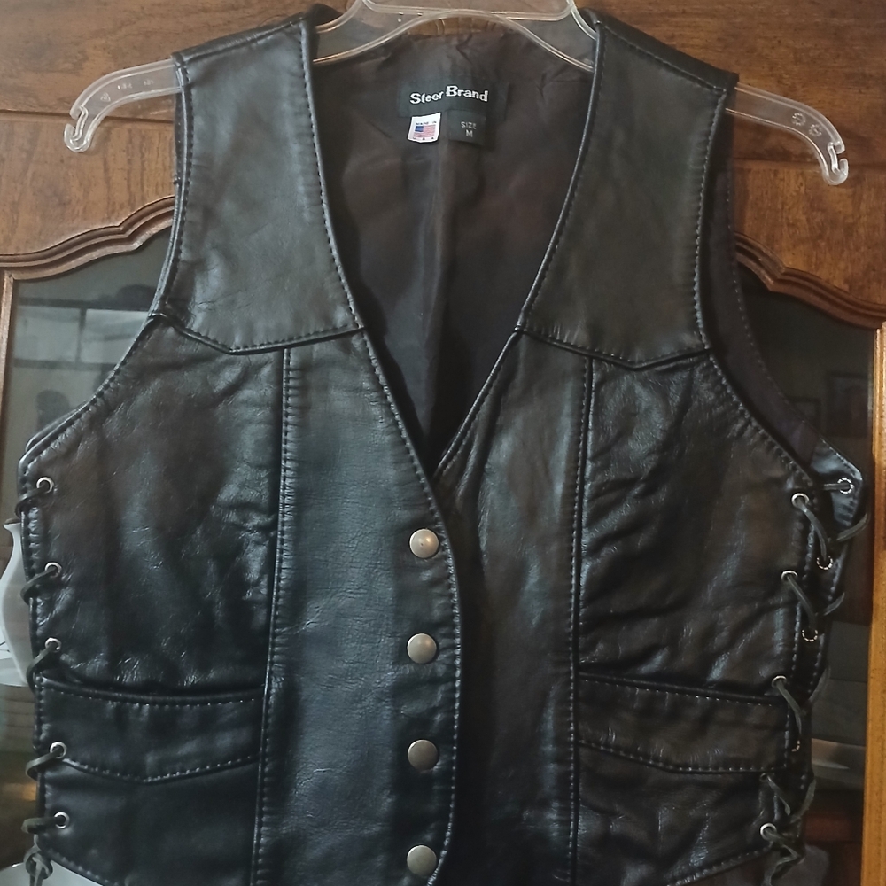 Women's Steer Brand Sleek Black Leather Vest